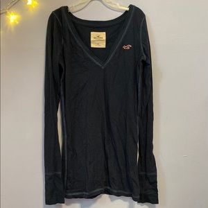 Hollister Women's Navy Blue Long Sleeve Top